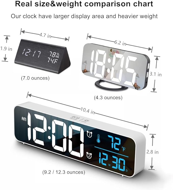 Digital Clock, Clock For Bedroom, Clocks For Living Room Decor, Desk Table Clock - Image 4