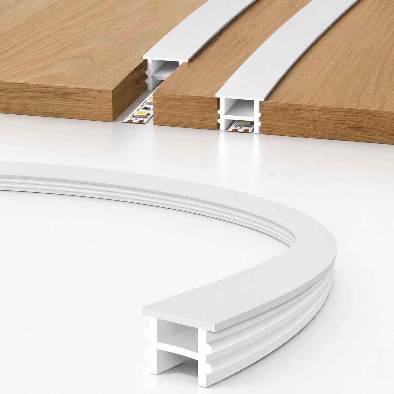 16.4Ft Silicone LED Channel System, Flexible LED Strip Diffuser with Milky White Cover, DIY Spotless Neon Rope Light Tube for LED Strips up to 12mm Wide (LED Strip Not Included)