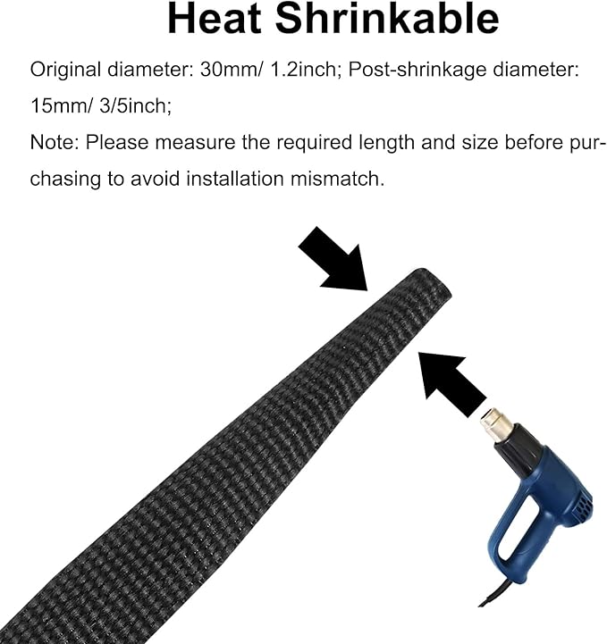 MECCANIXITY Braided Cable Sleeves Heat Shrinkable Fabric Sleeving, 1 1/4" 60ft - Image 3