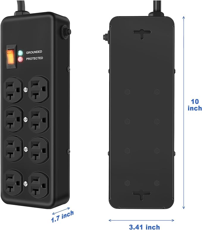 Heavy Duty Surge Protector 20Amp, Metal Power Strip - Image 6