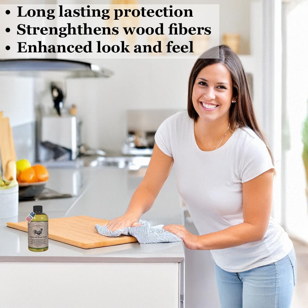 Refined Walnut Oil for Wooden Kitchen Items & Cutting Boards, 9 fl.oz | Premium Wood Finish, Conditioner & Sealer, Food Safe, Long-Lasting, USA Made
