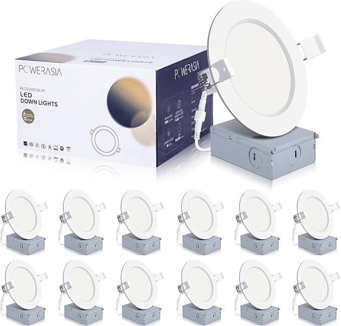 POWERASIA 12 Pack 4 Inch Ultra-Thin LED Recessed Ceiling Light by POWERASIA