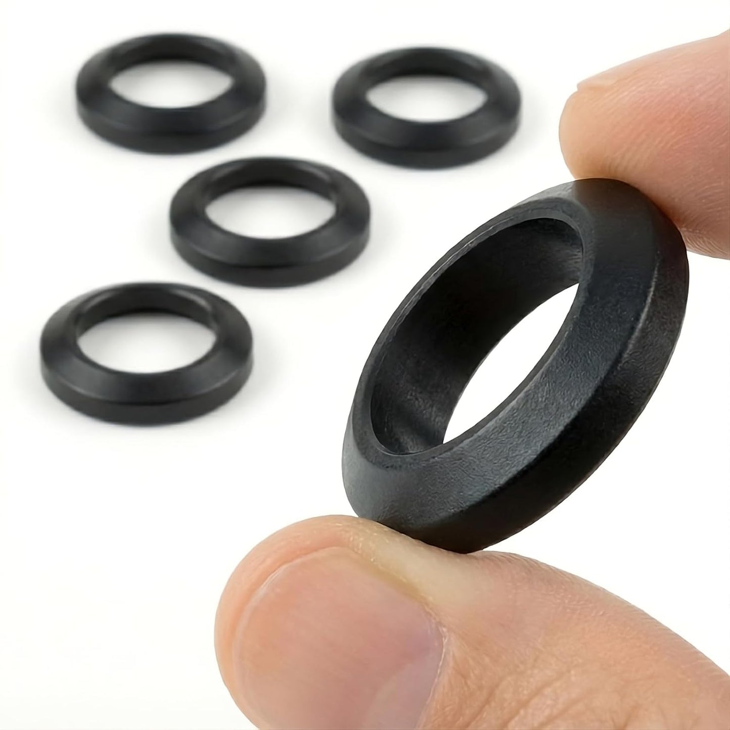 1/2x28 Crush Washer for .223 5.56, 5 Pack, Black Oxide Steel | Single use conical washer for 1/2x28 threads. Compresses under torque to seat the mating part square