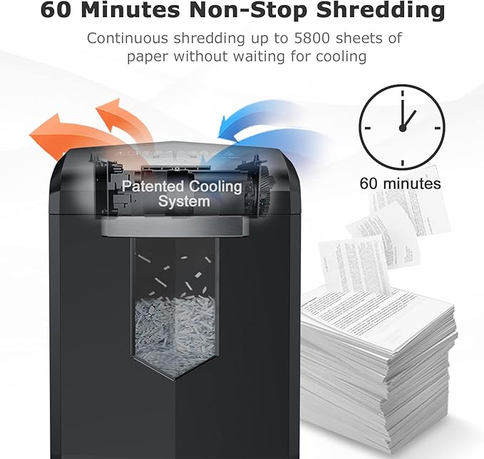 Bonsaii Paper Shredder, 18-Sheet 60-Minutes Shredder - Image 3