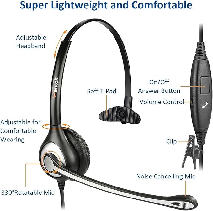 Wantek Cell Phone Headset with Microphone Noise Cancelling - Image 4