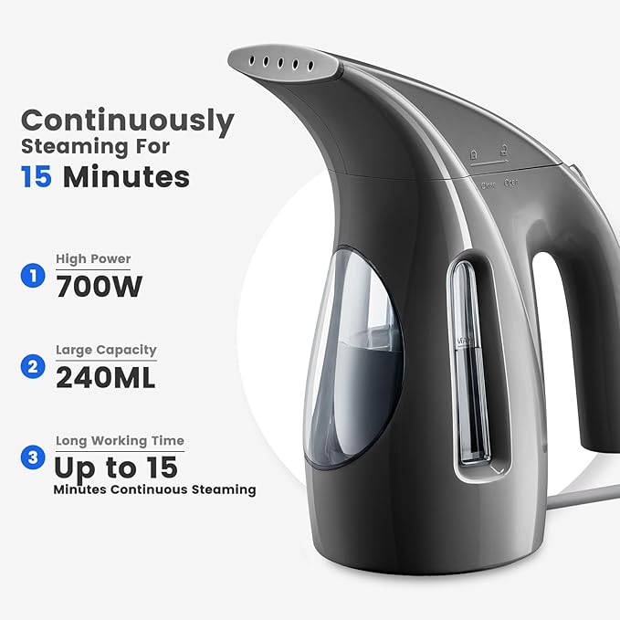 HiLIFE Steamer for Clothes, Portable Handheld Design, 240ml Big Capacity - Image 2