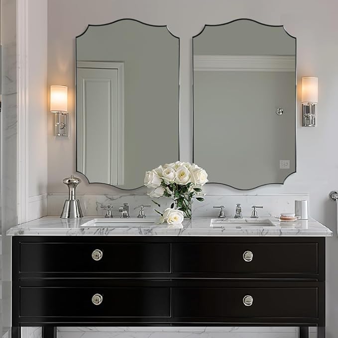 ANDY STAR Chrome Bathroom Mirror, 24x40 Inch Polished Silver Scalloped Mirror - Image 7