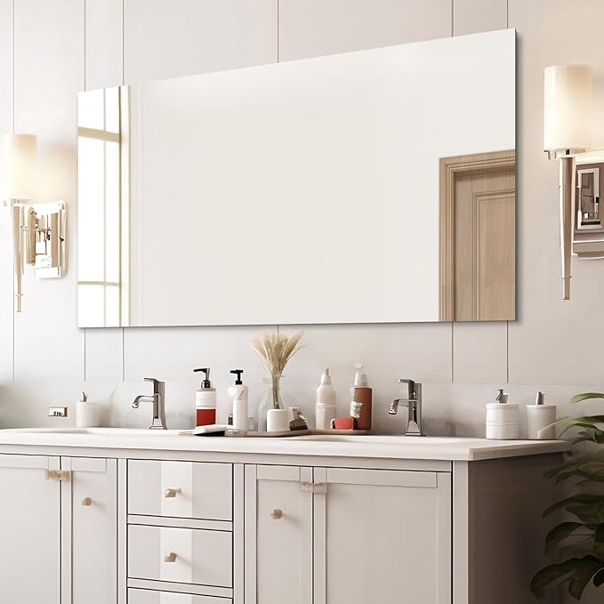 Mirrorons Large Mirror 60" x 28", Modern Rectangle Bathroom Mirror - Image 2