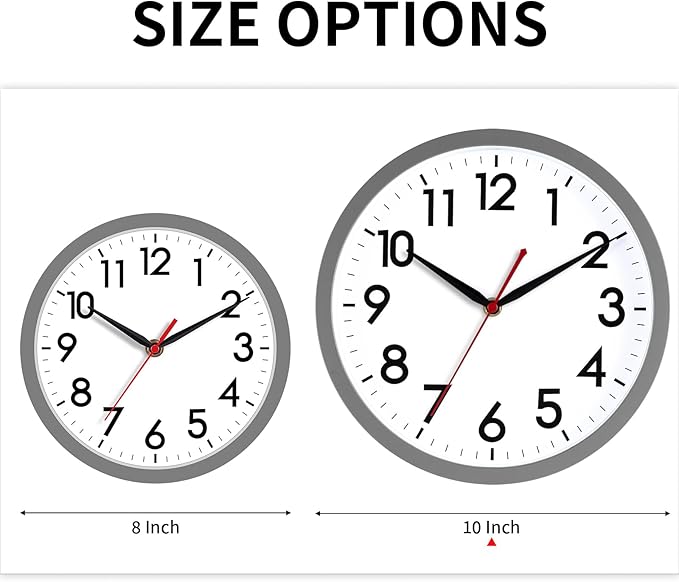 AKCISOT Wall Clock 10 Inch Silent Non-Ticking Modern Clocks Battery Operated - Image 2
