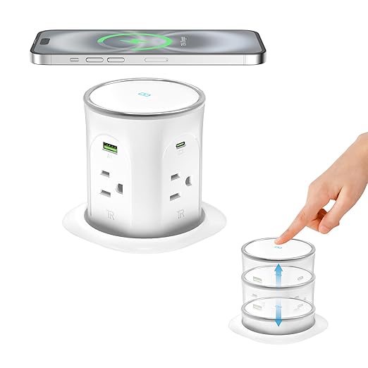 Motorized Pop Up Outlet, 2 PD 45W USB C Charging Station, 3.15 in Hole Desktop by HEZI