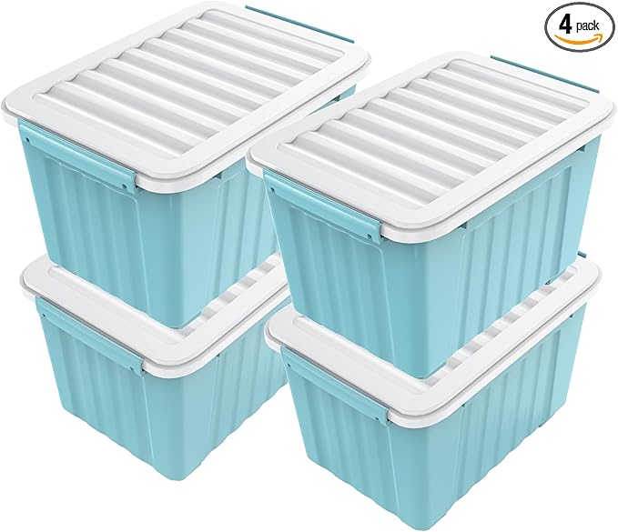 Nazhura 72 Quart Plastic Storage Bin, Stackable and Nestable Storage Boxes by NazhuraGoodCompanionAtHome