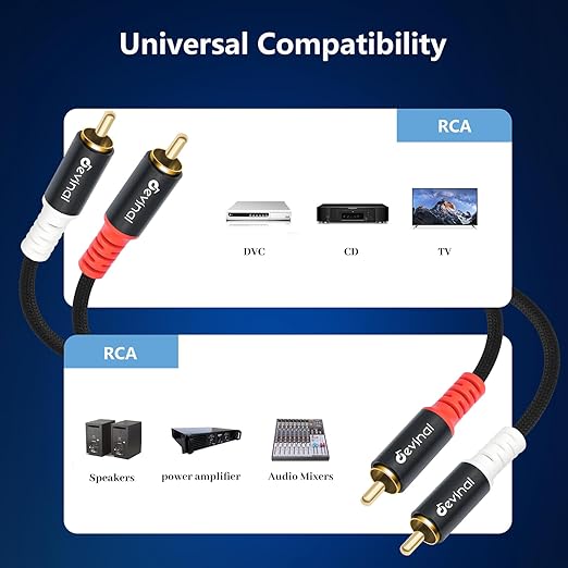 Devinal 10FT RCA Cables, 2RCA to 2RCA Audio Cable, Male Stereo RCA Cord - Image 4