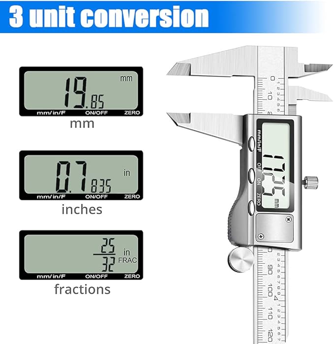 Digital Caliper Measuring Tool, Stainless Steel Vernier Caliper Digital - Image 3