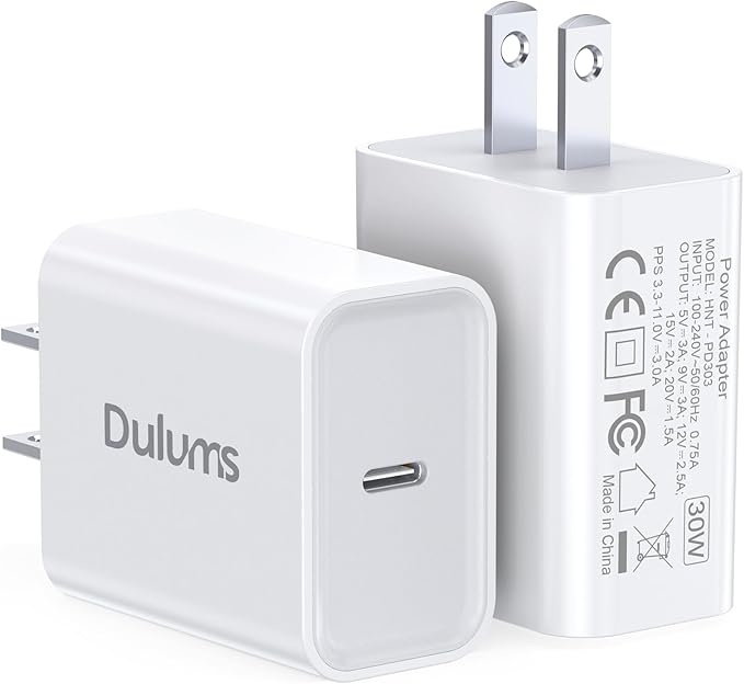 30W USB C Charger, 2 Pack Wall Fast Charger Block Power Adapter Charging Cube by Dulums