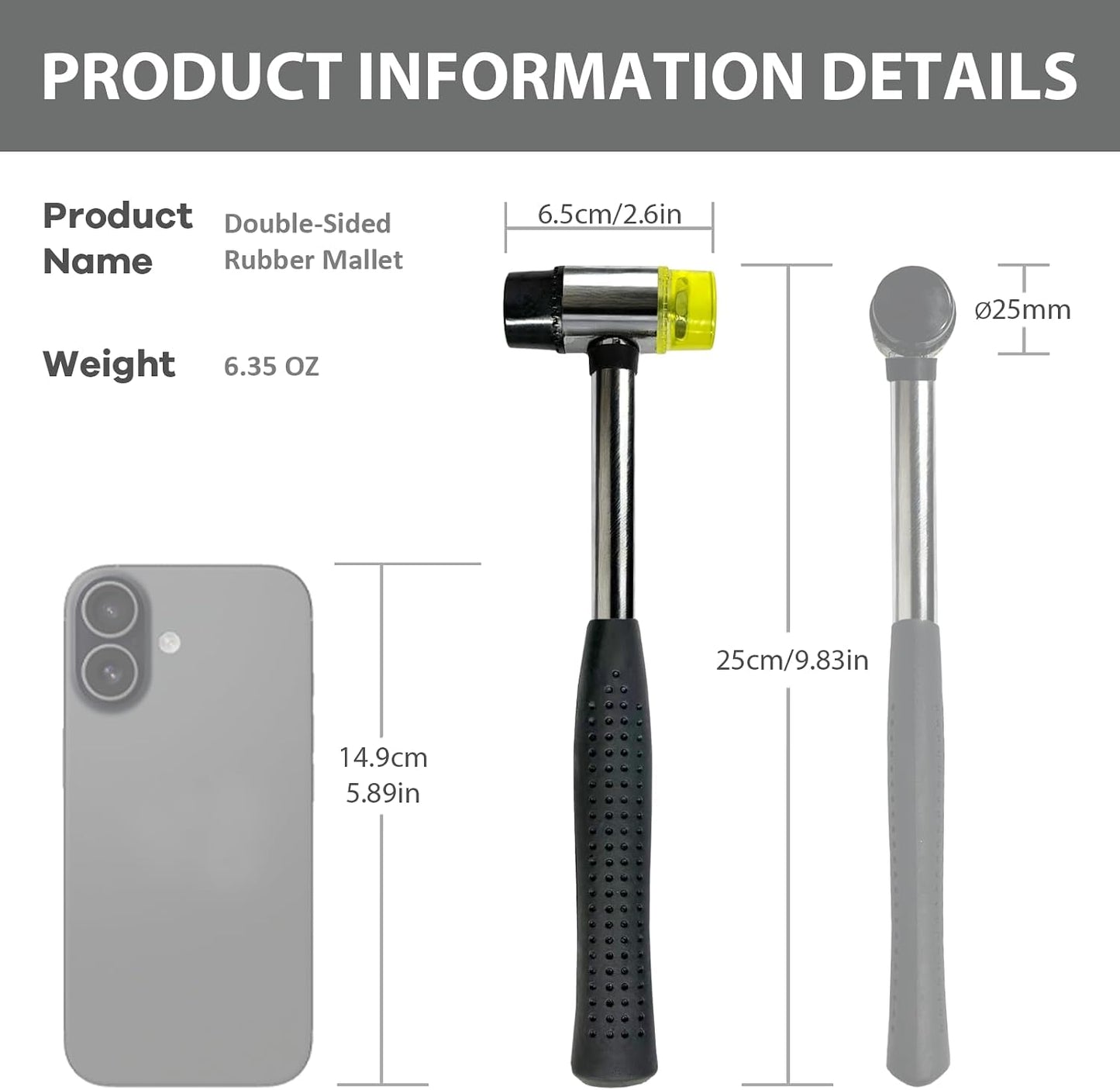 Small Rubber Mallet Hammer for Crafts- Small Rubber Hammer, Mini Mallet for Jewelry, Leather, Crafts, Woodworking, DIY, Furniture Assembly, etc.