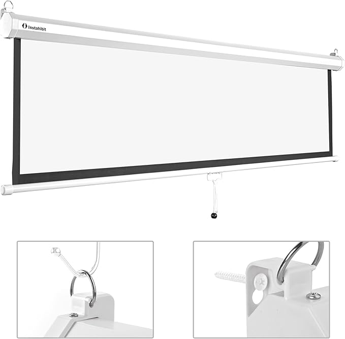 Instahibit 72" 16:9 Manual Pull Down Projector Screen 4K Self-Locking Home - Image 6