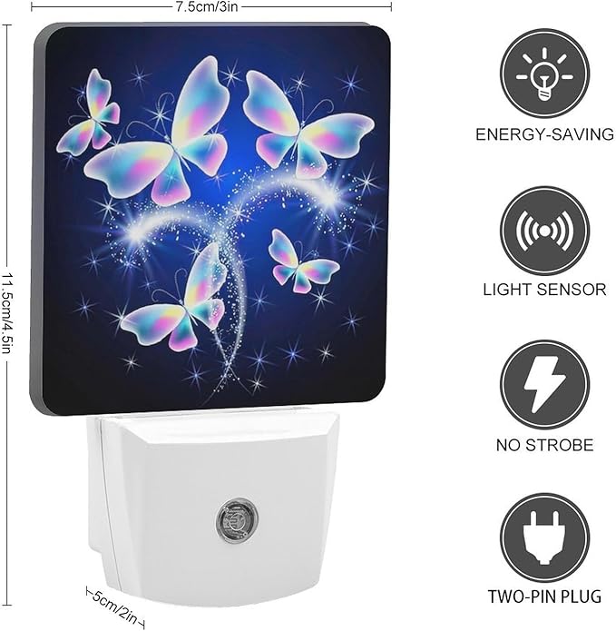 YKJAHSD Butterfly Night Light, Plug into Wall Decor Nightlights - Image 2