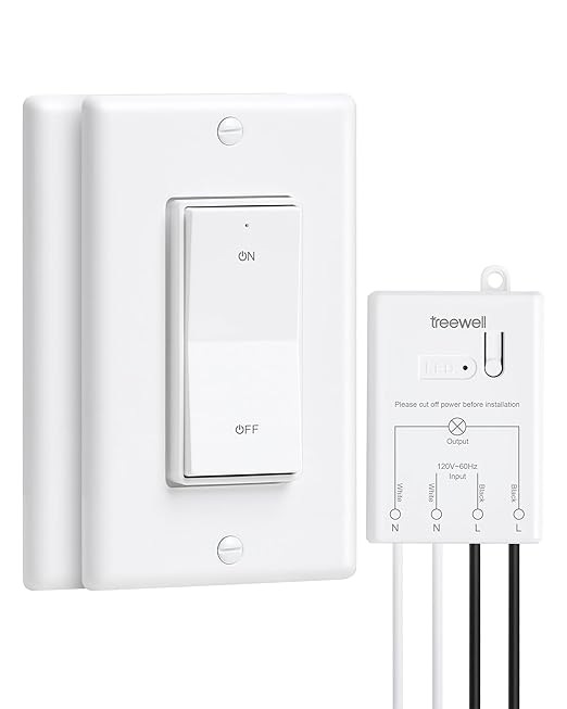 TREEWELL 3 Way Wireless Light Switch and Receiver Kit, Decorator Rocker Wall by treewell