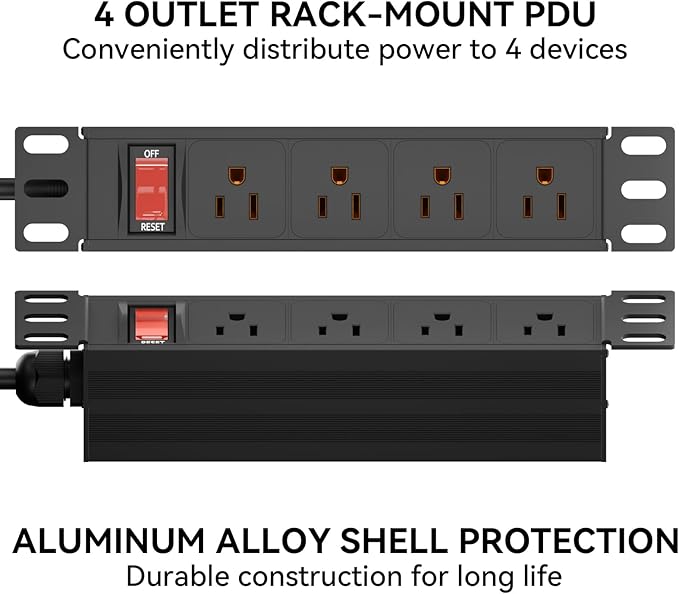 10" Rack PDU- 1U 10-inch Mini Rack Power Distribution Unit - Image 2