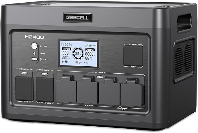 Portable Power Station 2400W, 1843Wh LiFePO4 Solar Generator UPS Home Battery by GRECELLPOWERSTATION