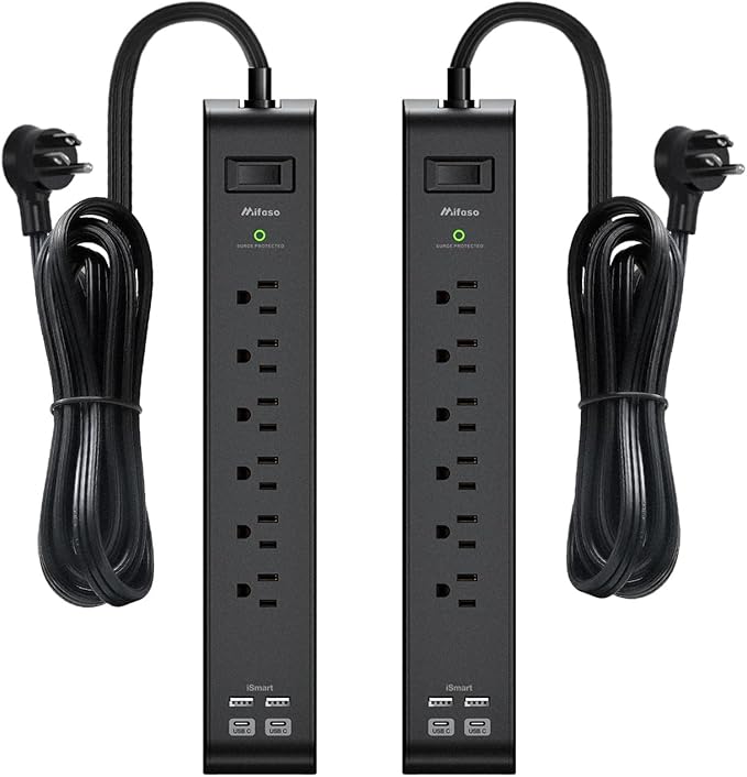 2 Pack Surge Protector Power Strip by Mifaso