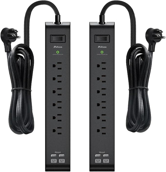 2 Pack Surge Protector Power Strip by Mifaso