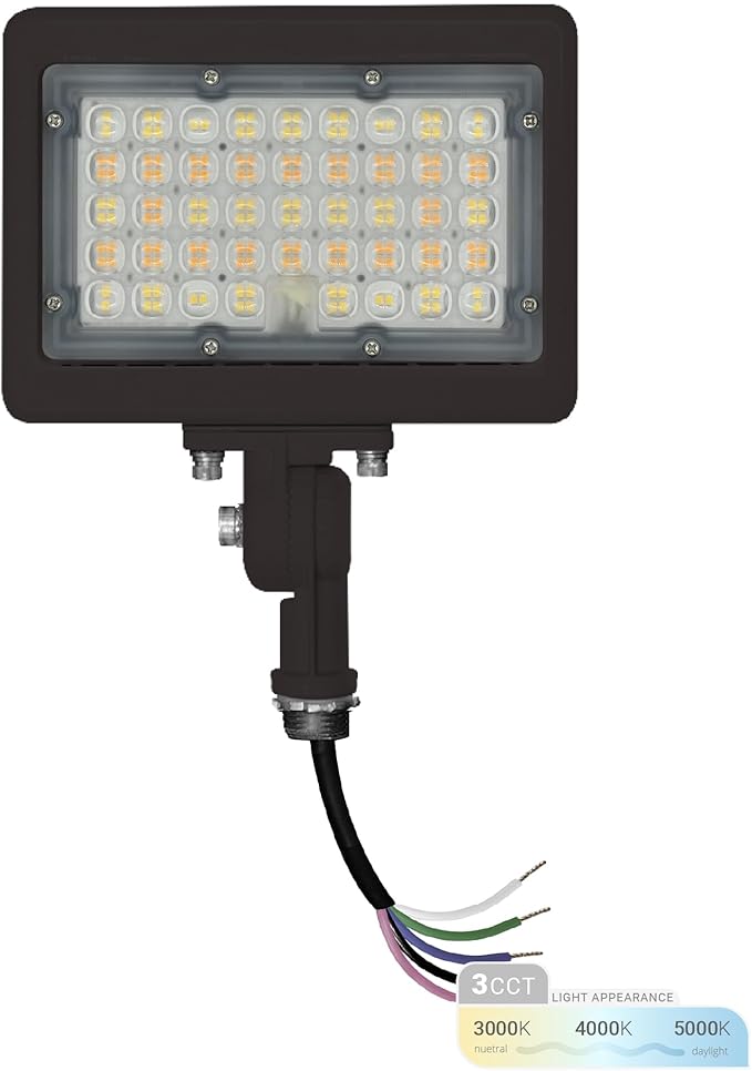 NUWATT 50W LED Flood Light, 3CCT 3000K/4000K/5000K Selectable, IP65 Waterproof by NUWATTLighting
