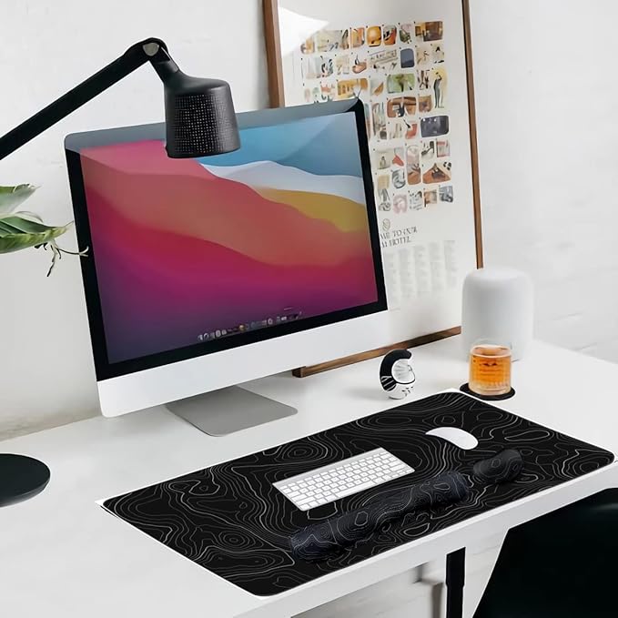 Topographic Mouse Pad Set, Extended Mouse Pad+Keyboard Wrist Rest, Memory Foam - Image 7