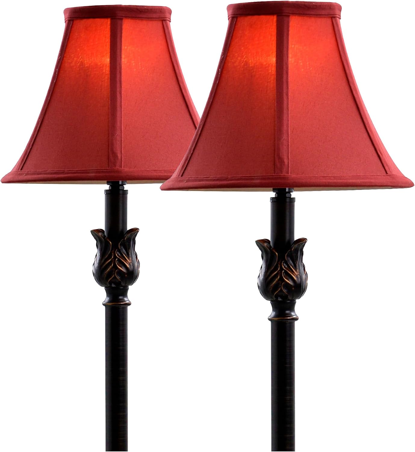 Catalina Lighting Brenda Buffet Table Lamps, Desk Lamp for Office, Dorm, or Bedroom, Reading Light Nightstand Lamp, LED Bulb NOT Included, 25.75", Bronze, Set of 2