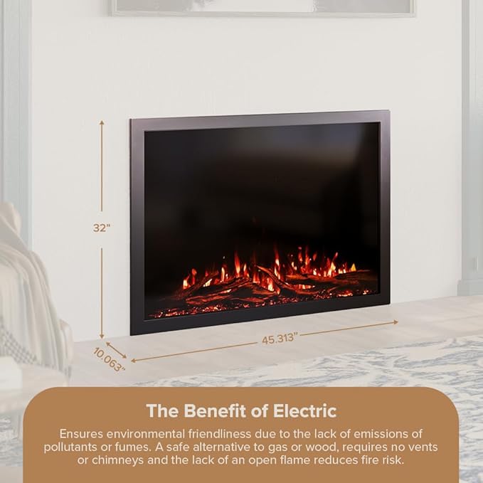 Modern Ember Highmark Traditional 44 Inch Built-in Smart Electric Fireplace - Image 6