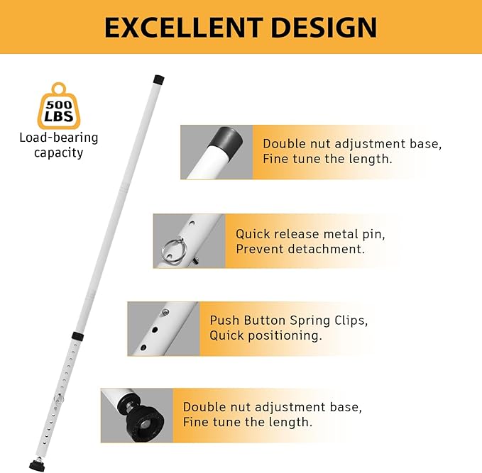 PBHEPJ Sliding Door Security Bar, 18.5-51 inch Adjustable Patio Door Security - Image 4