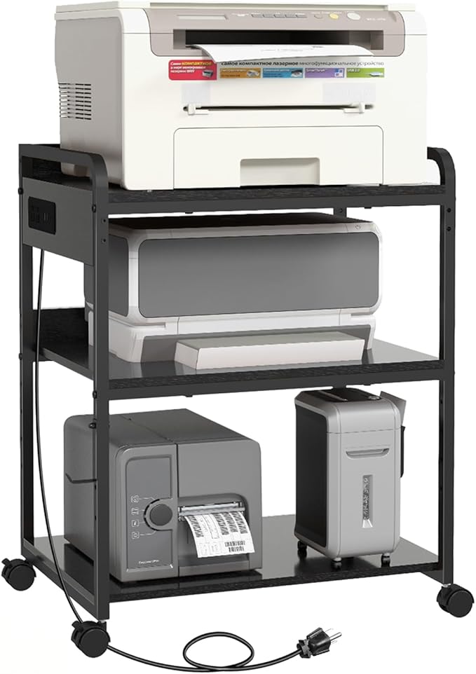 Livofloral Printer Stands with Charging Station, 25.2 x 18.9 Inch Large Printer by Livofloral