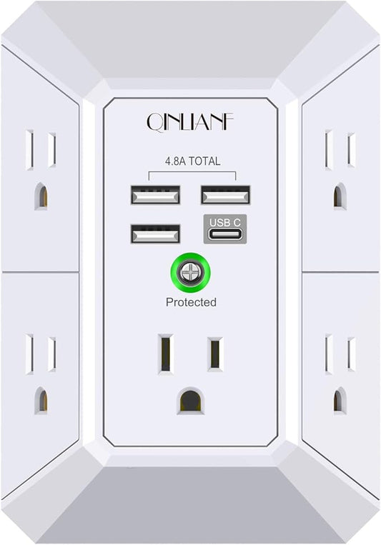Wall Charger, Surge Protector, QINLIANF 5 Outlet Extender by QINLIANF
