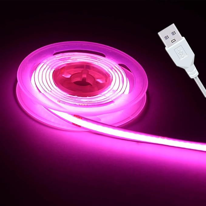 UVTaoYuan Short Led Strip Lights Pink 5V USB LED Lighting COB LED Strip Pink by UVTaoYuan