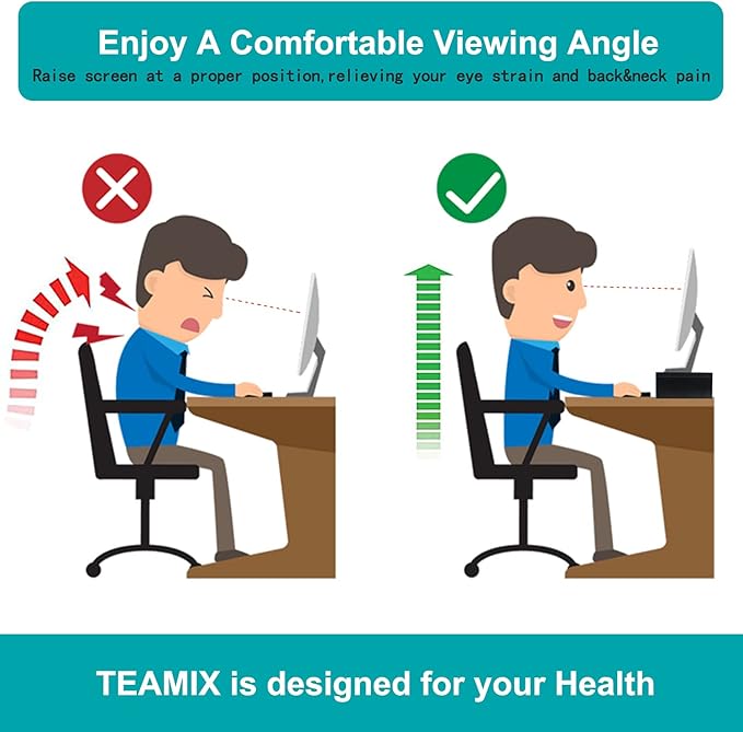 TEAMIX 2 Tiers Desktop Monitor Stand Riser 20 Inch Printer Stand - Image 8
