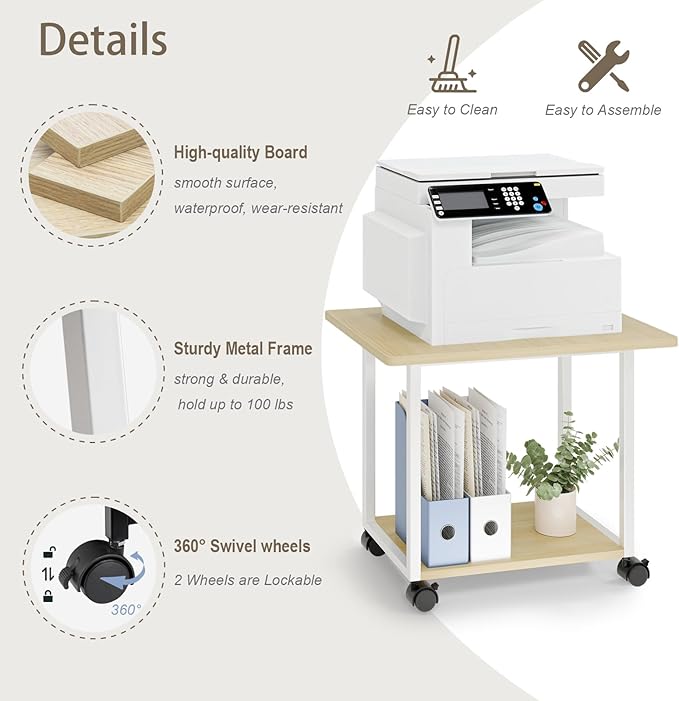 MARTY 22"x15.75" Large Under Desk Printer Stand - Image 5