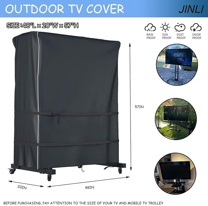 JINLI 45-50 inch outdoor TV trolley cover, courtyard TV cover, Oxford fabric - Image 2