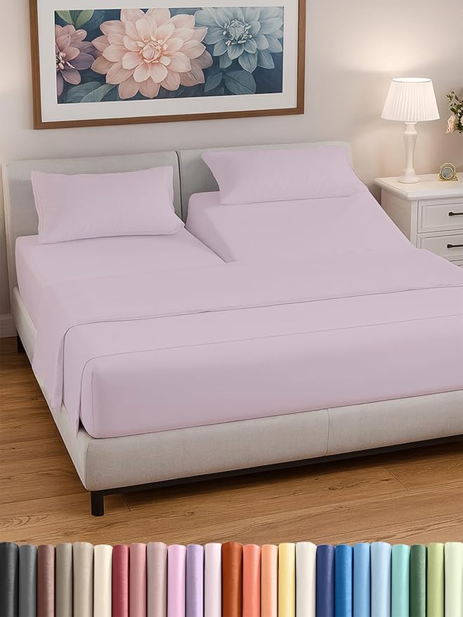 Split Head King Sheet Set – 4 Piece Flex Split Top King Sheets by CGKUnlimited