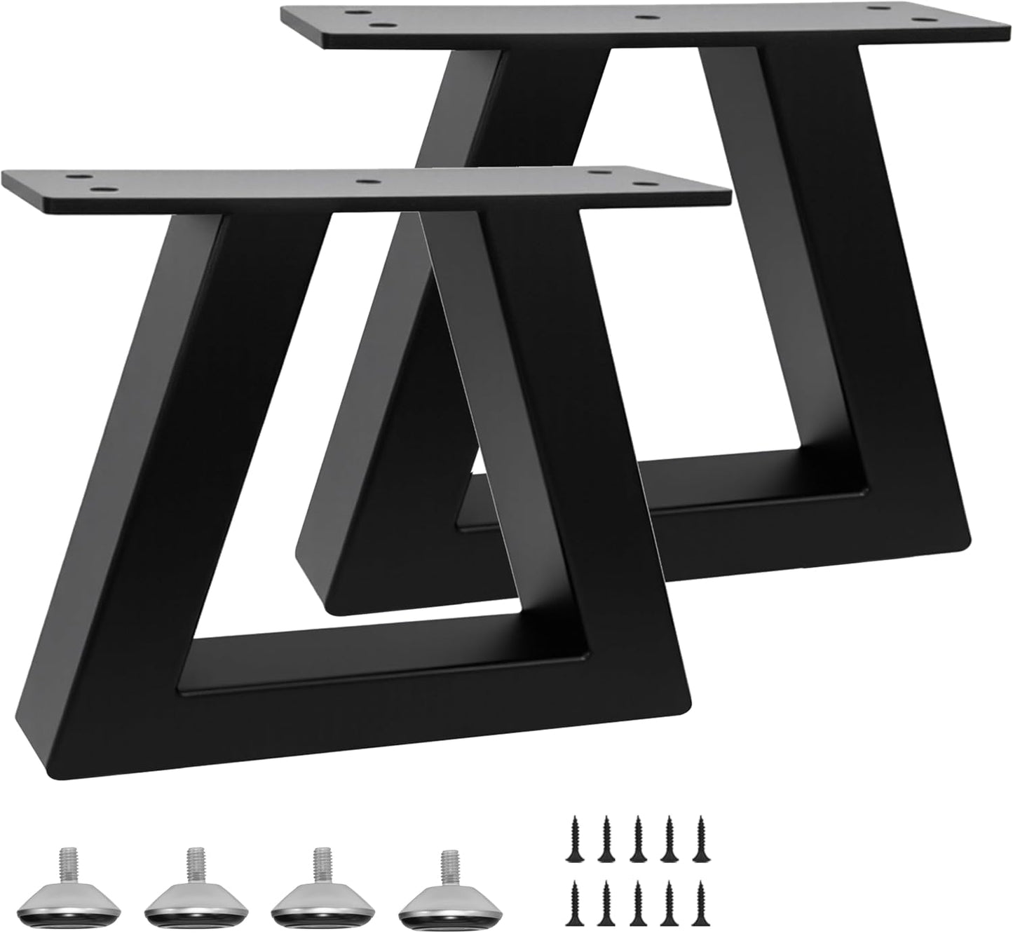 6 Inch Trapezoid Metal Table Legs Black, DIY Furniture Feets for Bench, Chair, TV Cabinet, Coffee Table,Couch, Sofa, Stool Legs, Including Screws and Adjustable Feet Pads, 6” x 7.9”