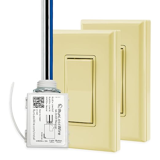 RunLessWire 3-Way Battery-Free DIY Wireless Light Switch Kit 150ft RF Range by RunLessWire