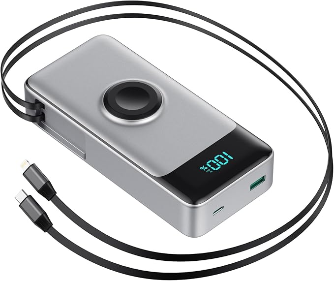 5-in-1 Portable Charger for iPhone, 40800mAh Power Bank Built-in Retractable by APHUWJ