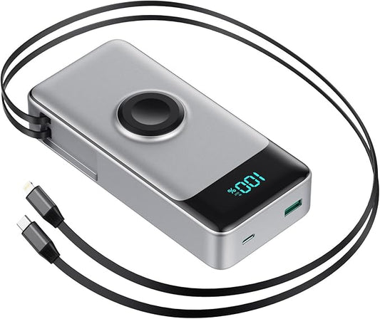 5-in-1 Portable Charger for iPhone, 40800mAh Power Bank Built-in Retractable by APHUWJ