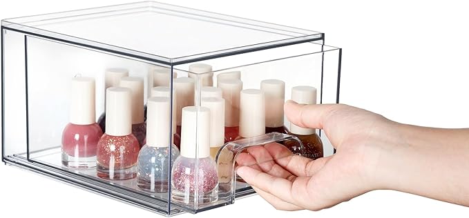 Vtopmart 10 Pack Clear Small Stackable Storage Drawers, Acrylic Bathroom Makeup - Image 9