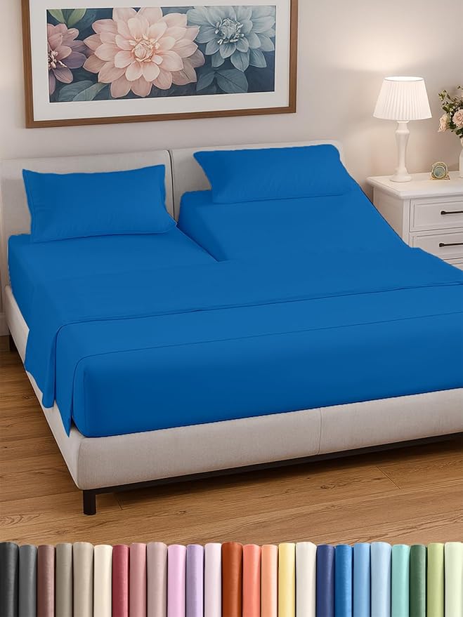 Split Head King Sheet Set – 4 Piece Flex Split Top King Sheets by CGKUnlimited