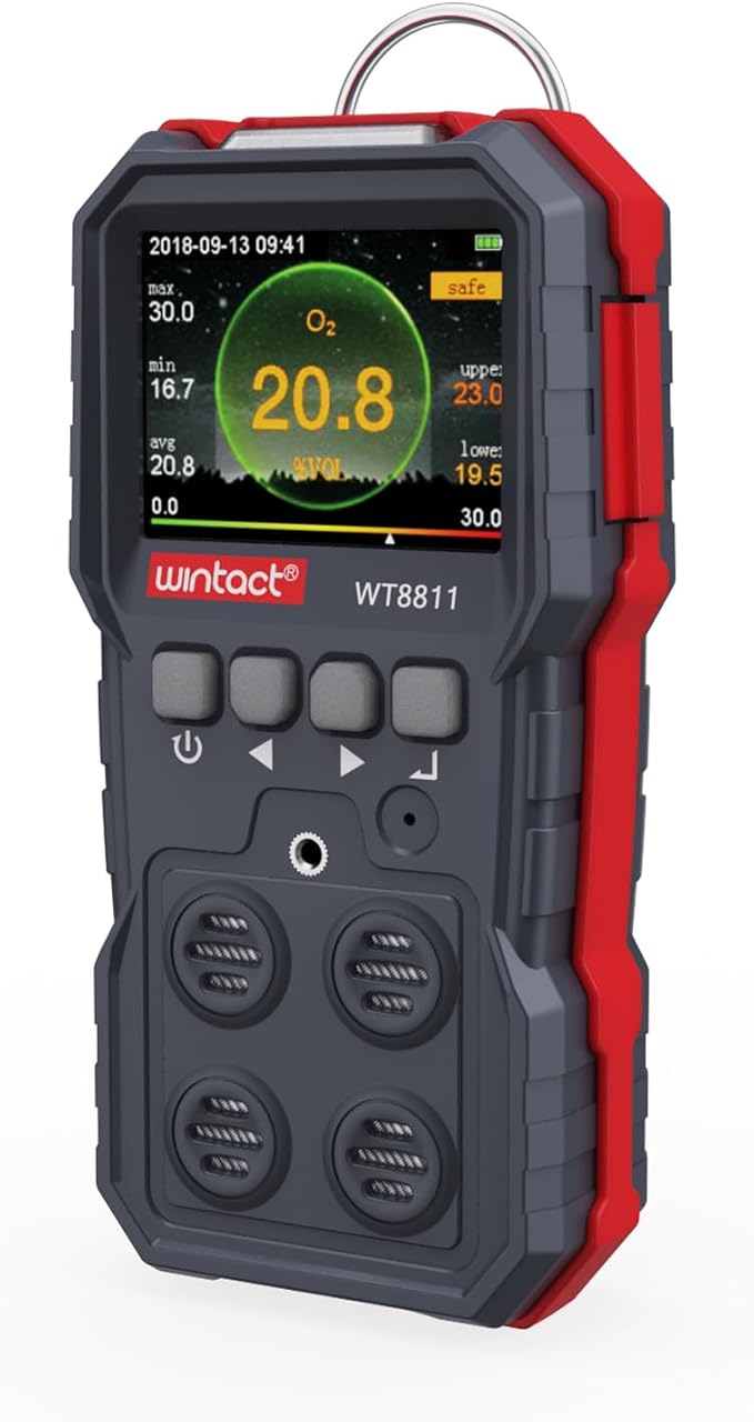 Wintact 4 in 1 Gas Leak Detector, Monitor Multi Gas Alarm Sniffers Combustible by Wintact