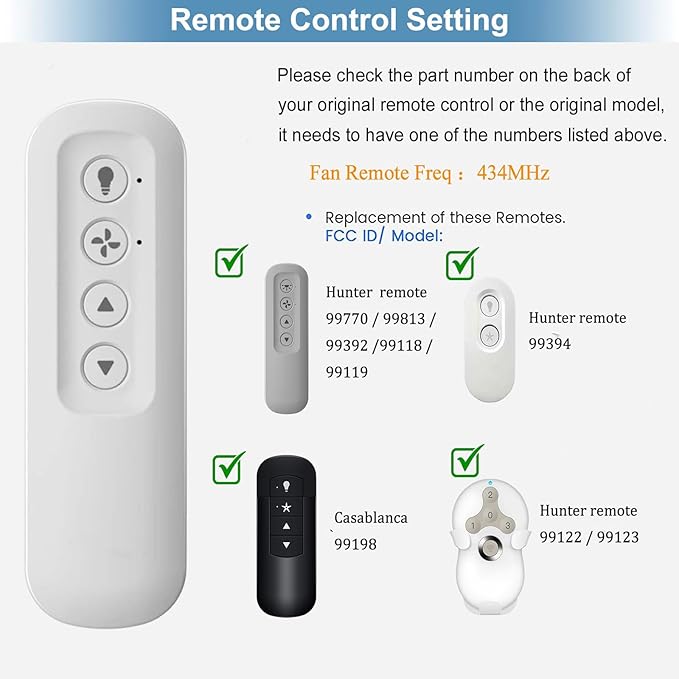 Replacement Remote 99770 99392 99118 99122 99123 99119 Ceiling Fan Remote - Image 3