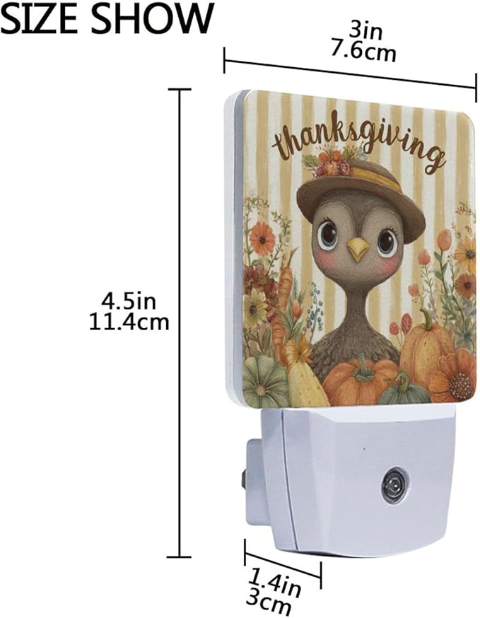 Pigsaly Led Night Light Thanksgiving Cute Turkey Autumn Pumpkins Carrots - Image 3