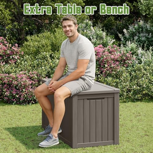 outdoor storage waterproof deck box for patio (180, side view