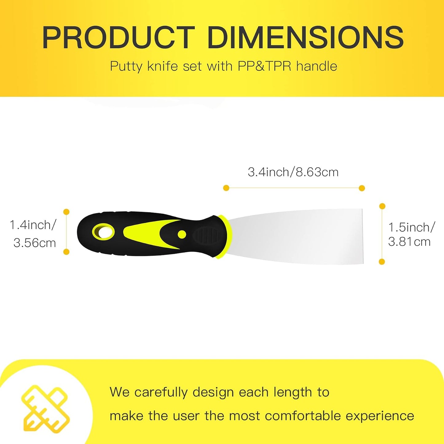 Putty Knife Scrapers, 1.5 Inch Spackle Knife, Metal Scraper Tool for Drywall Finishing, Plaster Scraping, Decals, and Wallpaper
