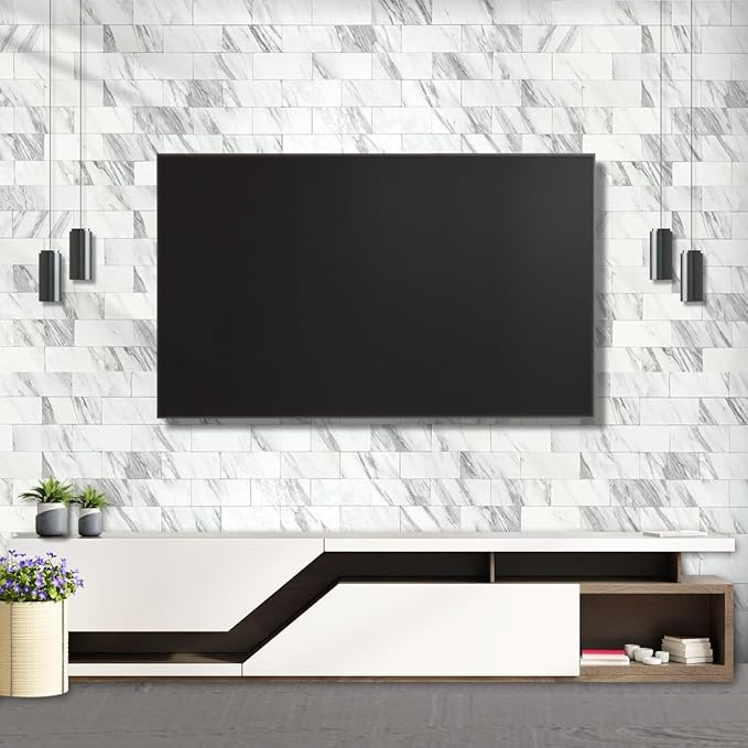 AULIGET 4-Piece White Marble Look Peel and Stick Backsplash Wall Tiles - Image 4